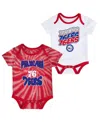 Outerstuff Infant Boys And Girls White, Red Philadelphia 76ers Tie-dye Two-pack Bodysuit Set In White,red
