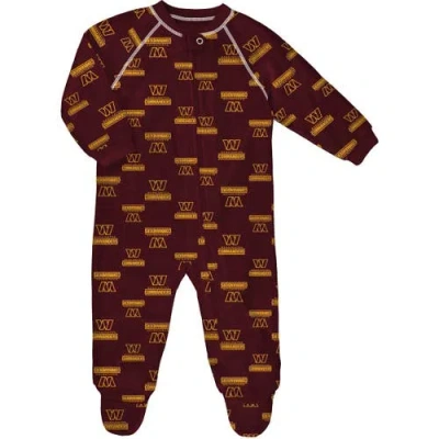 Outerstuff Kids'  Infant Burgundy Washington Commanders Allover Print Raglan Full-zip Jumper In Brown