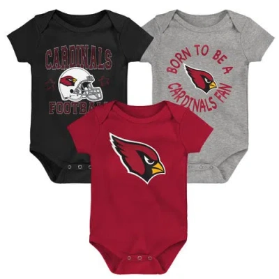 Outerstuff Kids'  Infant Cardinal/black/gray Arizona Cardinals Born To Be 3-pack Bodysuit Set In Multi