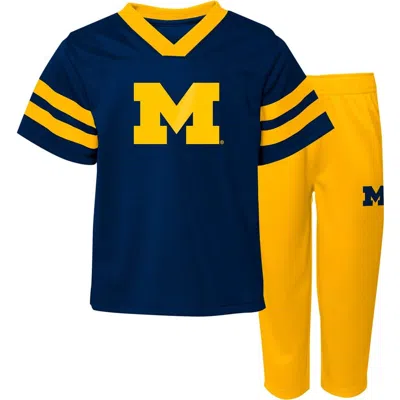 Outerstuff Kids'  Infant Michigan Wolverines Two-piece Red Zone Jersey & Pants Set In Blue