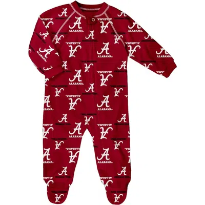 Outerstuff Kids' Infant  Crimson Alabama Crimson Tide All-over Print Raglan Full-zip Coverall In Red