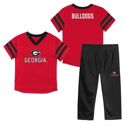 Outerstuff Kids' Infant  Red/black Georgia Bulldogs Team Logo Red Zone Top And Pant Set