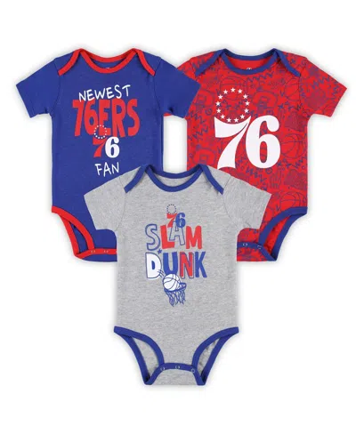 Outerstuff Infant Royal/red/gray Philadelphia 76ers Slam Dunk 3-piece Bodysuit Set In No Color