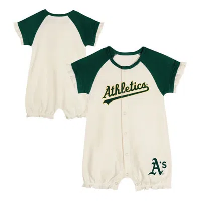 Outerstuff Kids'  Infant  White Athletics Slide Run Raglan Coveralls In Green