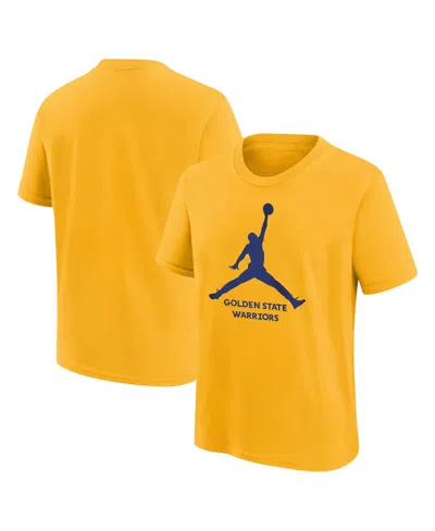 Outerstuff Kids' Jordan Big Boys And Girls Gold Golden State Warriors Essentialâ Jumpman Logo T-shirt