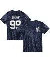 Outerstuff Juniors Aaron Judge Navy New York Yankees Name Number Sequin V-neck Top In Blue
