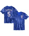 Outerstuff Juniors Corey Seager Royal Texas Rangers Name Number Sequin V-neck Top In Royal