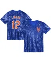 Outerstuff Juniors Francisco Lindor Royal New York Mets Name Number Sequin V-neck Top In Royal