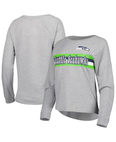 Outerstuff Kids' Juniors Heathered Gray Seattle Seahawks All Striped Up Raglan Long Sleeve T-shirt