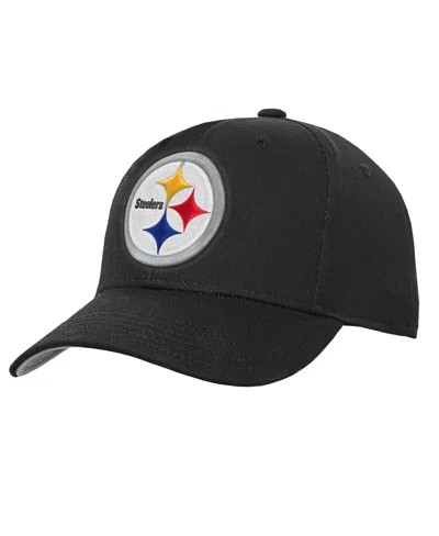 Outerstuff Kids' Pittsburgh Steelers Pre-curved Snapback Baseball Cap In Black