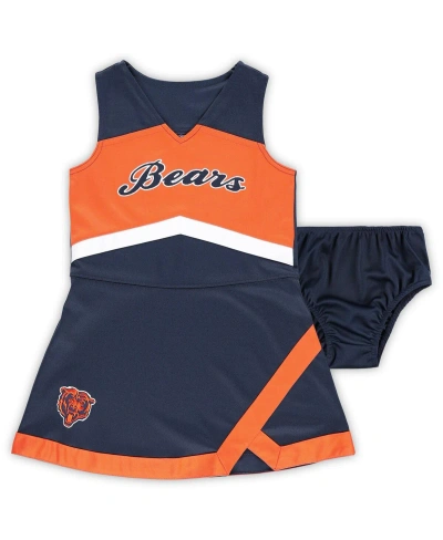 Outerstuff Kids' Little Girls Navy Chicago Bears Two-piece Cheer Captain Jumper Dress With Bloomers Set