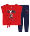 Outerstuff Little Girls Navy, Red Boston Red Sox Forever Love Tri-blend T-shirt And Leggings Set In Navy,red