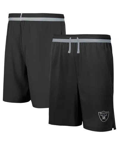 Outerstuff Men's Black Las Vegas Raiders Cool Down Tri-color Elastic Training Shorts