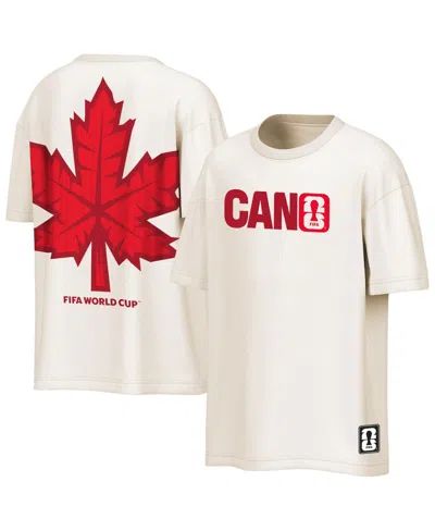Outerstuff Men's Cream Canada Soccer Fifa World Cup 2026 Livery Oversized 2-hit T-shirt In White