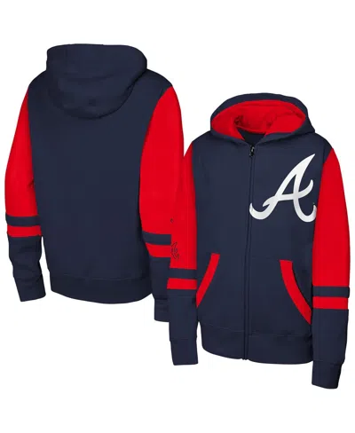 Outerstuff Men's Navy Atlanta Braves Stadium Color Block Full-zip Hoodie In Multi