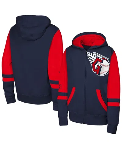 Outerstuff Men's Navy Cleveland Guardians Stadium Color Block Full-zip Hoodie In Blue