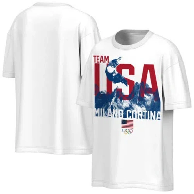 Outerstuff Milano Cortina 2026 Winter Olympics   White Team Usa Snowboarding Oversized Heavyweight T-