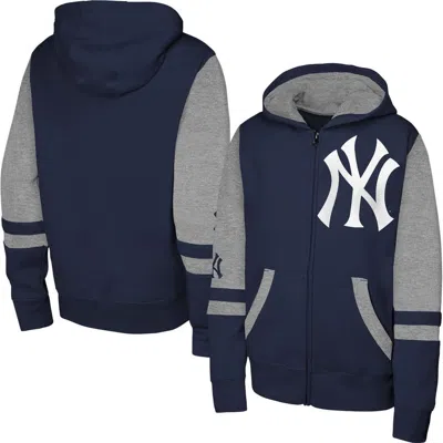 Outerstuff Kids'  Navy New York Yankees Stadium Colorblock Full-zip Hoodie In Animal Print