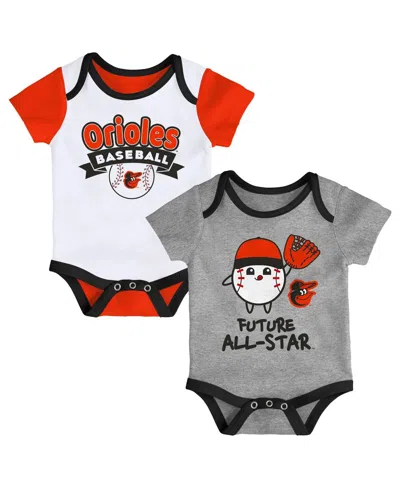 Outerstuff Babies' Newborn 2-pack Baltimore Orioles Triple Hit Bodysuit Set In Multi