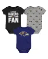 Outerstuff Newborn 3-pack Baltimore Ravens Little Tike Bodysuit Set In Multi