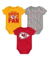 Outerstuff Newborn 3-pack Kansas City Chiefs Little Tike Bodysuit Set In Multi
