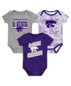 Outerstuff Newborn 3-pack Purple Kansas State Wildcats Sunday Comics Bodysuit Set In Multi