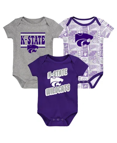 Outerstuff Babies' Newborn 3-pack Purple Kansas State Wildcats Sunday Comics Bodysuit Set In Multi
