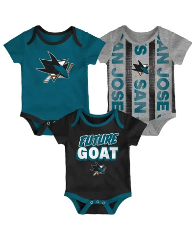 Outerstuff Babies' Newborn 3-pack San Jose Sharks Loyal Buddies Bodysuit Set In Multi