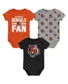 Outerstuff Newborn 3-piece Cincinnati Bengals Little Tike Bodysuit Set In Black