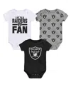 Outerstuff Newborn 3-piece Las Vegas Raiders Little Tike Bodysuit Set In Black