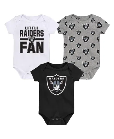 Outerstuff Babies' Newborn 3-piece Las Vegas Raiders Little Tike Bodysuit Set In Black