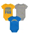 Outerstuff Newborn 3-piece Los Angeles Chargers Little Tike Bodysuit Set In Blue