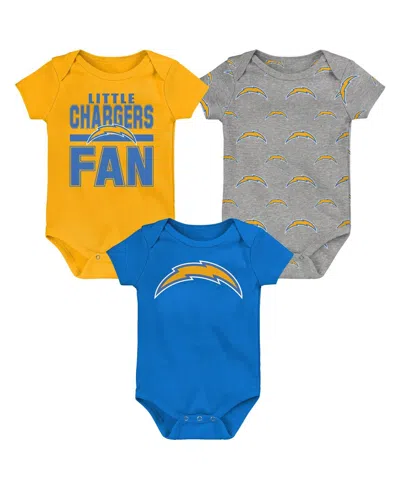 Outerstuff Babies' Newborn 3-piece Los Angeles Chargers Little Tike Bodysuit Set In Blue