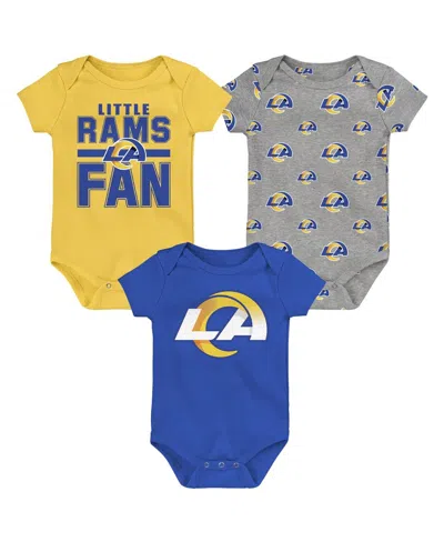 Outerstuff Babies' Newborn 3-piece Los Angeles Rams Little Tike Bodysuit Set In Blue