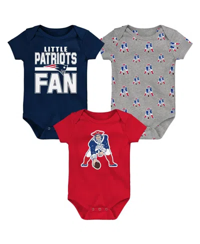 Outerstuff Babies' Newborn 3-piece New England Patriots Little Tike Bodysuit Set In Blue