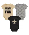 Outerstuff Newborn 3-piece New Orleans Saints Little Tike Bodysuit Set In Black