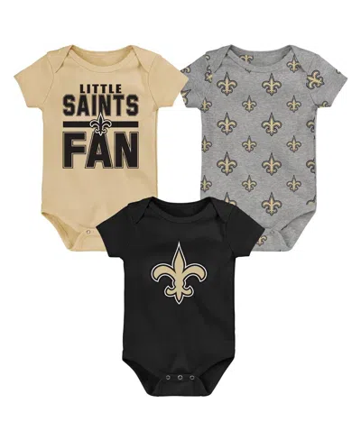 Outerstuff Babies' Newborn 3-piece New Orleans Saints Little Tike Bodysuit Set In Black