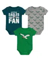 Outerstuff Newborn 3-piece Philadelphia Eagles Little Tike Bodysuit Set In Multi
