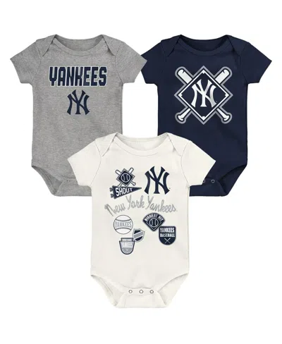 Outerstuff Babies' Newborn 3-pack New York Yankees Home Plate Creeper Set In Multi