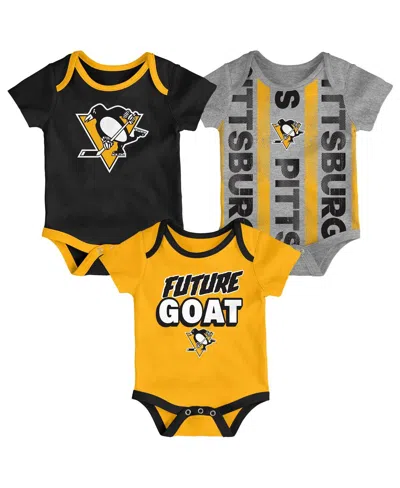 Outerstuff Babies' Newborn 3-pack Pittsburgh Penguins Loyal Buddies Bodysuit Set In Multi
