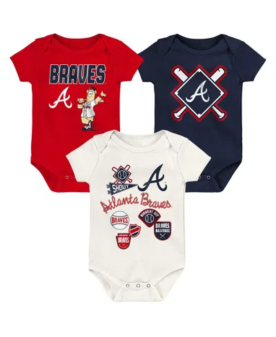 Outerstuff Babies' Newborn 3-piece Atlanta Braves Home Plate Creeper Set In Multi