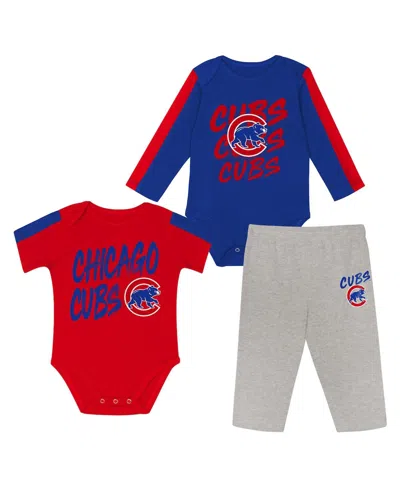 Outerstuff Babies' Newborn 3-piece Chicago Cubs Double Down Bodysuit And Pants In Multi