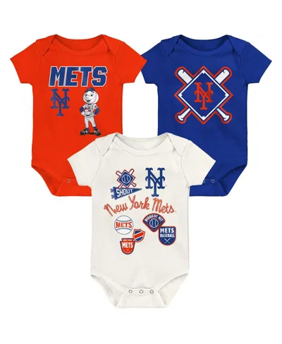 Outerstuff Babies' Newborn 3-piece New York Mets Home Plate Creeper Set In Multi