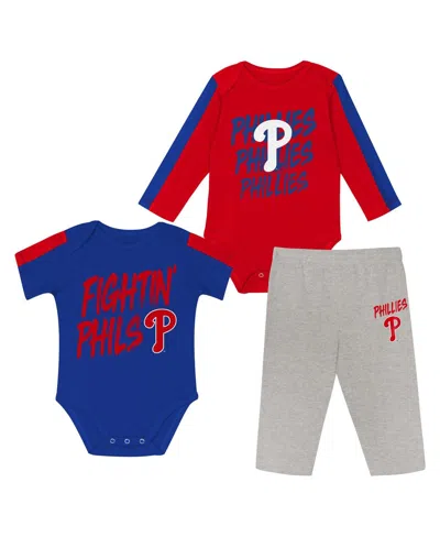Outerstuff Babies' Newborn 3-piece Philadelphia Phillies Double Down Bodysuit And Pants In Multi