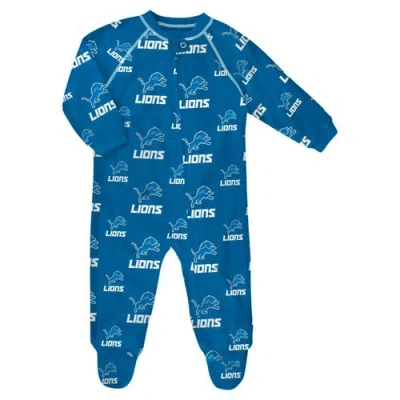 Outerstuff Kids'  Newborn & Infant Blue Detroit Lions Allover Print Raglan Full-zip Sleeper