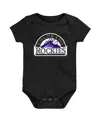 Outerstuff Newborn And Infant Boys And Girls Black Colorado Rockies Primary Team Logo Bodysuit In Black