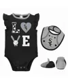 Outerstuff Newborn And Infant Boys And Girls Black, Heather Gray Chicago White Sox Three-piece Love Of Baseball In Black,heather Gray