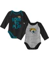 Outerstuff Newborn And Infant Boys And Girls Black, Heathered Gray Jacksonville Jaguars Born To Win Two-pack Lo In Black,heather Gray