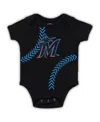 Outerstuff Newborn And Infant Boys And Girls Black Miami Marlins Running Home Bodysuit In Black
