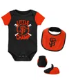 Outerstuff Newborn And Infant Boys And Girls Black, Orange San Francisco Giants Little Champ Three-pack Bodysui In Black,orange